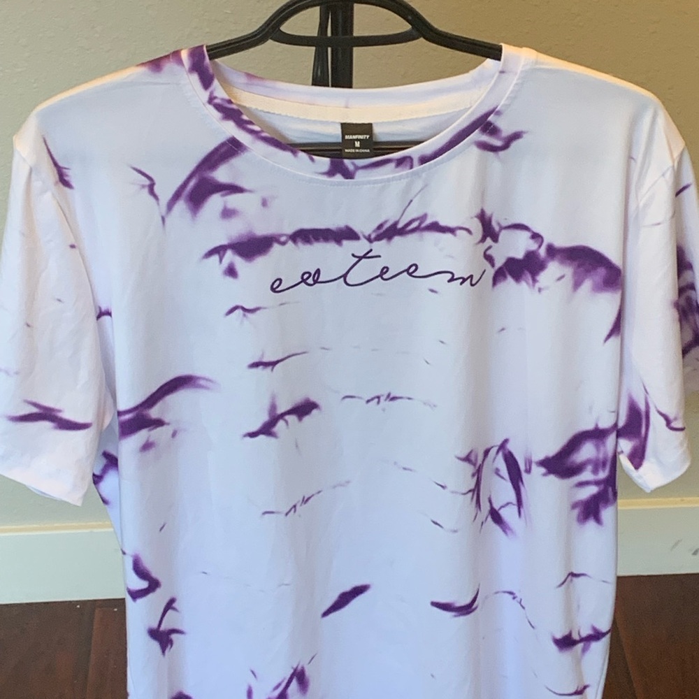 Purple and White Script Tee
